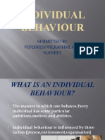 Individual Behaviour: Submitted by Vidushi, Soni, Rashmi and Supreet