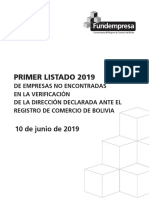 Primer Listado 2019 de Empresas No Encontradas en La Verificacion - 440