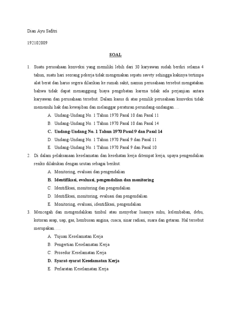 Soal K3 Dian Pdf