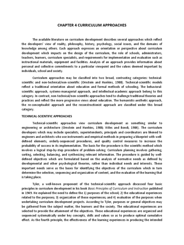 Chapter 4 Curriculum Approaches Pdf Curriculum System