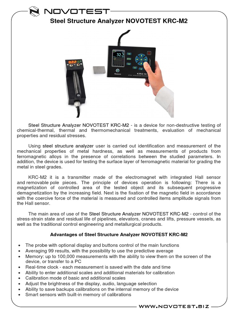 Steel Structure Analyzer NOVOTEST KRC-M2 | PDF | Ferromagnetism ...