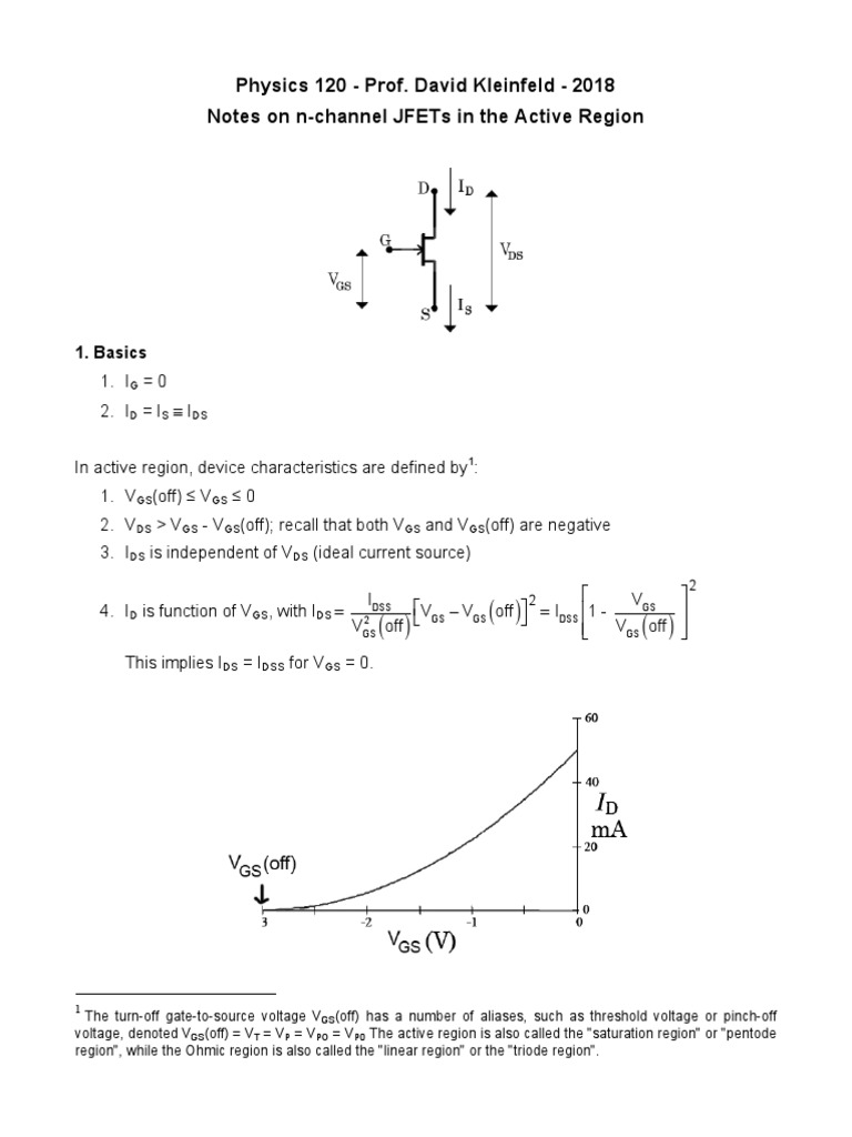 N-Channel JFET Characteristics and Circuits | PDF | Field Effect ...
