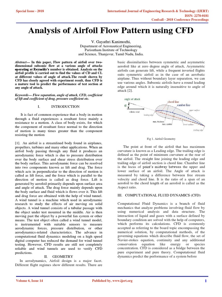 Analysis of Airfoil Flow Pattern Using CFD IJERTCONV6IS14048 | PDF ...