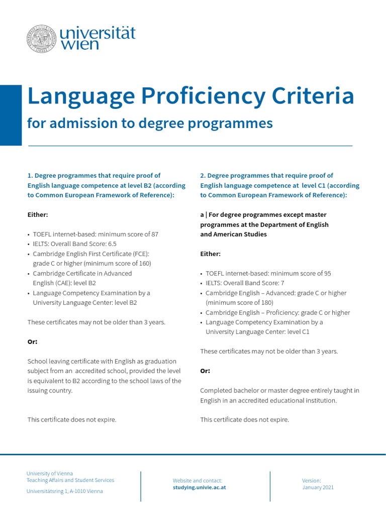 English Language Requirements for Degrees | PDF | Academic Degree ...