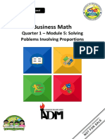 Business Math: Quarter 1 - Module 5: Solving Poblems Involving Proportions