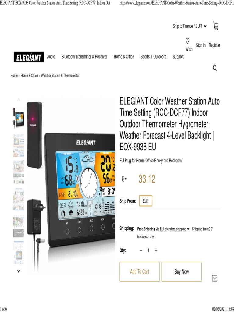 ELEGIANT EOX9938 Color Weather Station PDF Backlight Electronics