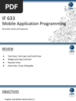 Mobile Application Programming: 04 Activity, Intent and Fragments