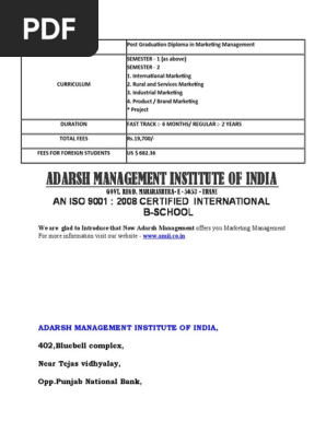 Post Graduation Diploma in Marketing Management