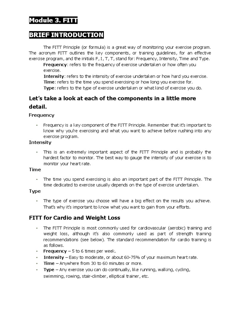 The FITT Principle G12 Module | PDF | Strength Training | Weight Training