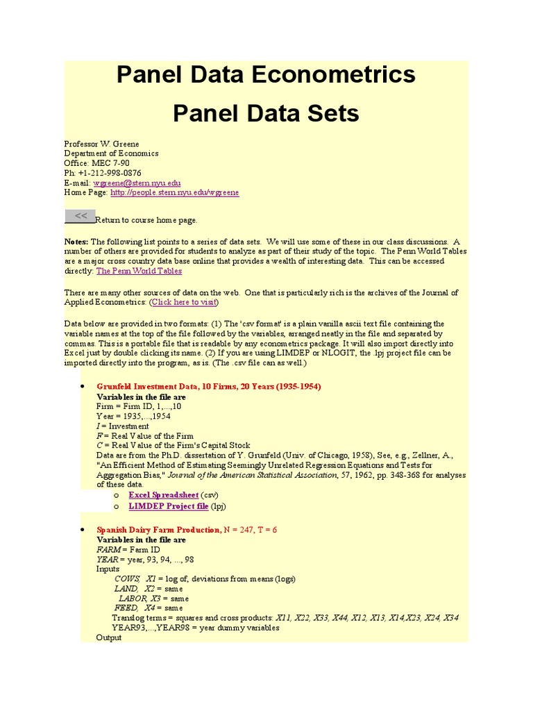 Econometrics Data Sets for Students | PDF | Gini Coefficient | Econometrics