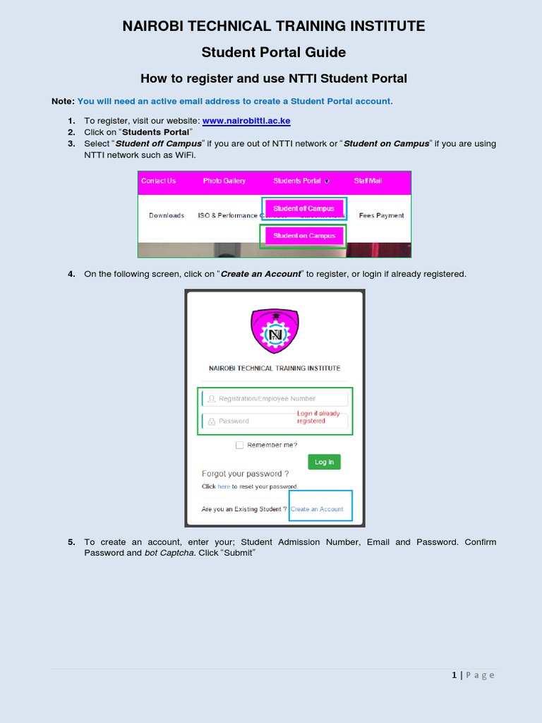 NTTI Student Portal Registration Guide | PDF | Business