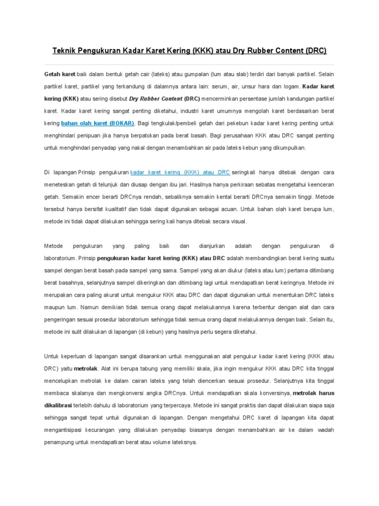 Dry Rubber Content (Kadar Kering Karet) PDF