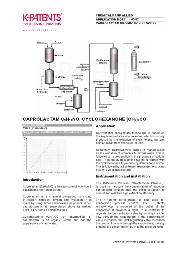 4.03.07 Caprolactam Production Process | PDF | Chemical Compounds ...