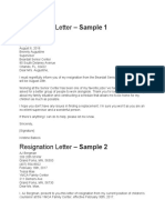 Resignation Letter - Sample 1