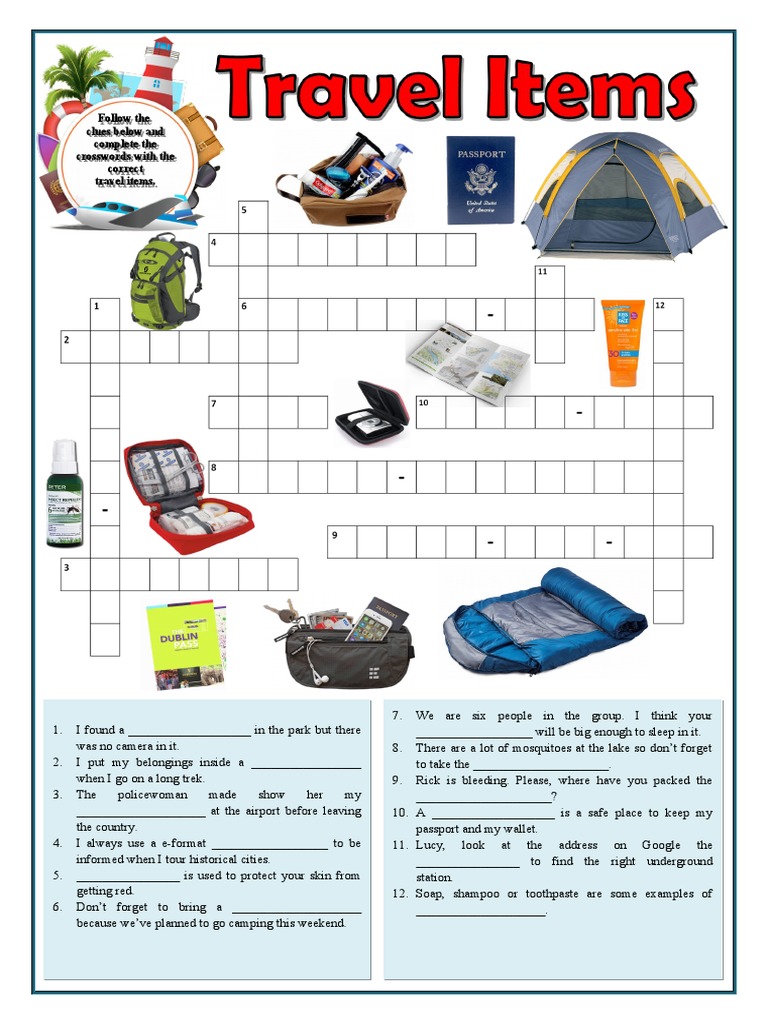 Follow The Clues Below and Complete The Crosswords With The Correct Travel  Items | PDF | Sports | Leisure