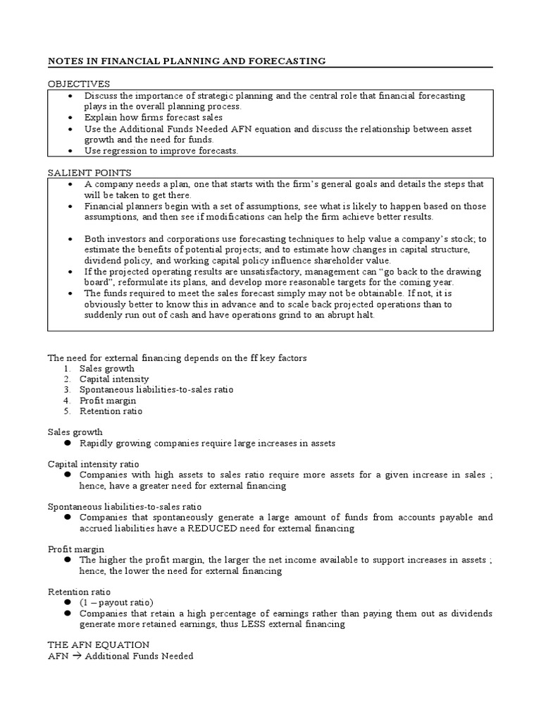 Financial Planning and Forecasting Insights | PDF | Retained Earnings ...