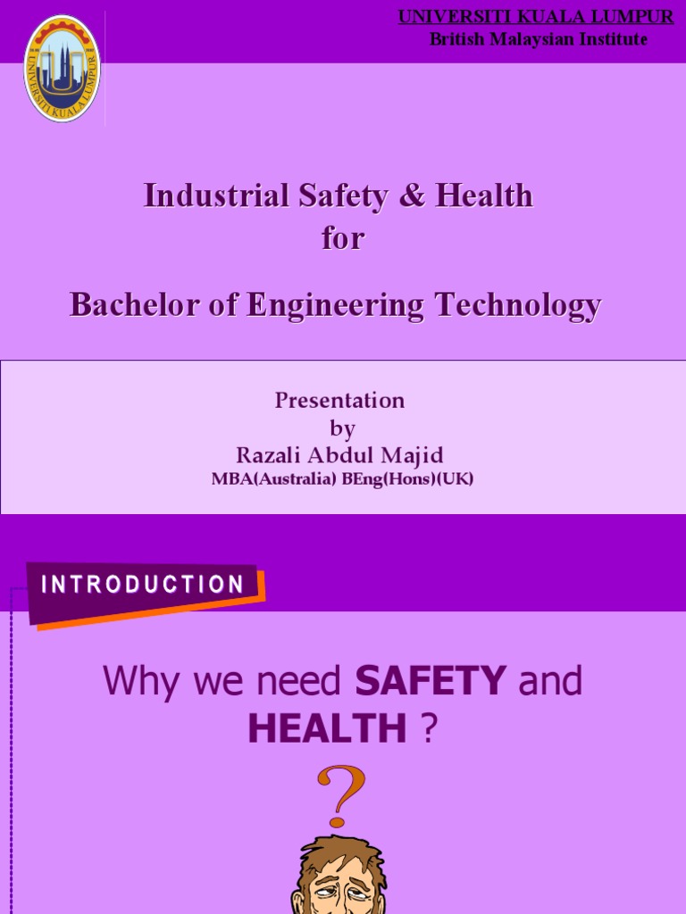 Industrial Safety & Health For Bachelor of Engineering Technology PDF Occupational Safety