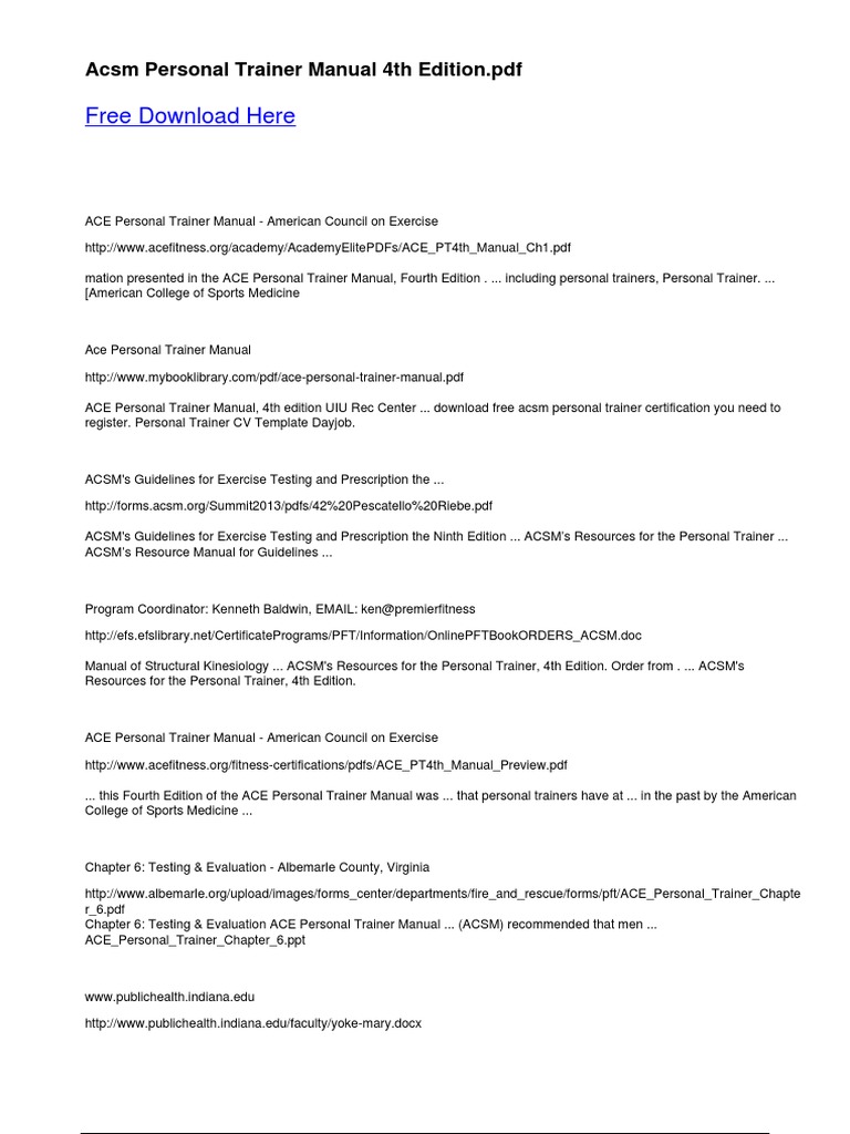 Dokumen Tips Acsm Personal Trainer Manual 4th Personal Trainer