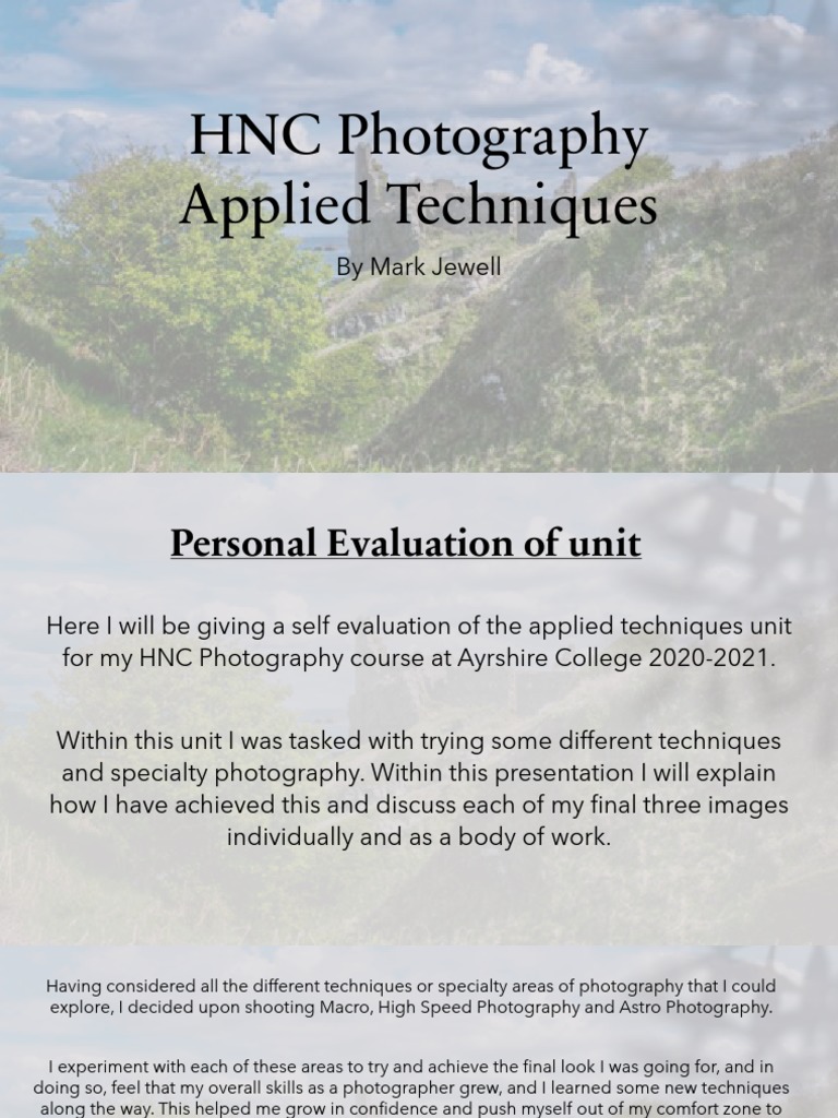 HNC Photography Techniques Evaluation | PDF | Macro Photography | Camera