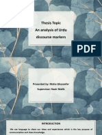 Thesis Topic An Analysis of Urdu Discourse Markers