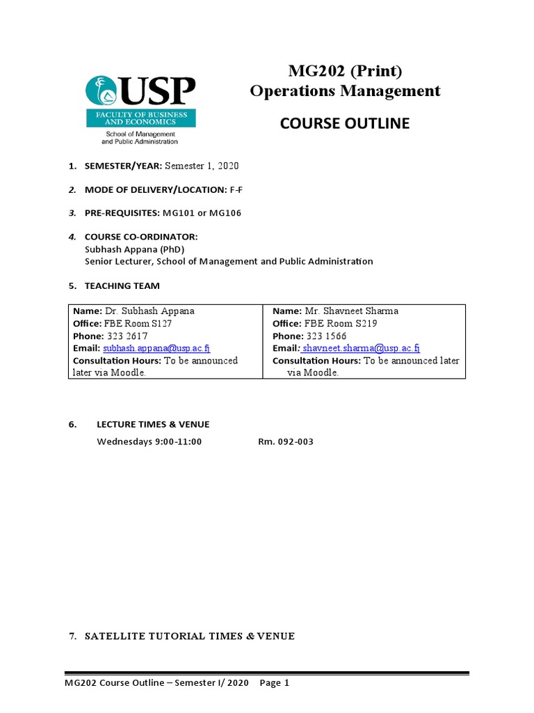 Operations Management Course Outline 2020 | PDF | Critical Thinking ...