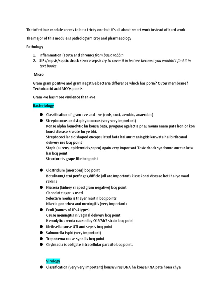 Infectious Module Study Guide | PDF | Streptococcus | Virus