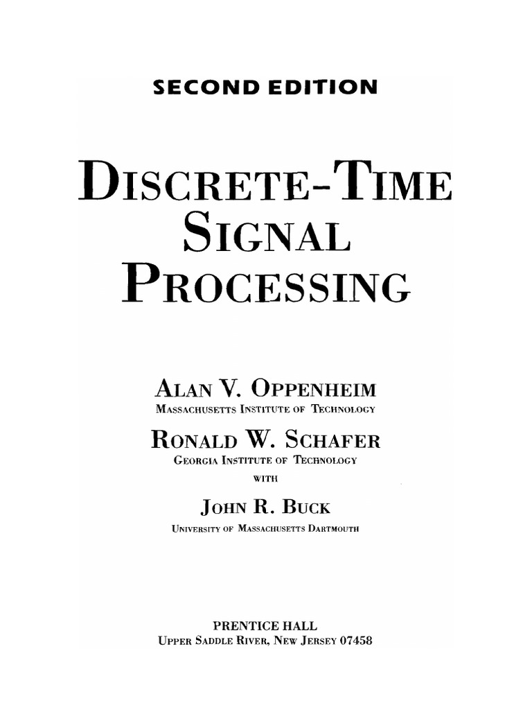 Discrete Time Digital Signal Processing Oppenheim Schafer Buck PDF