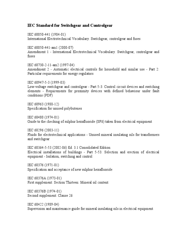 IEC Standard For Switchgear and Controlgear | PDF | High Voltage ...