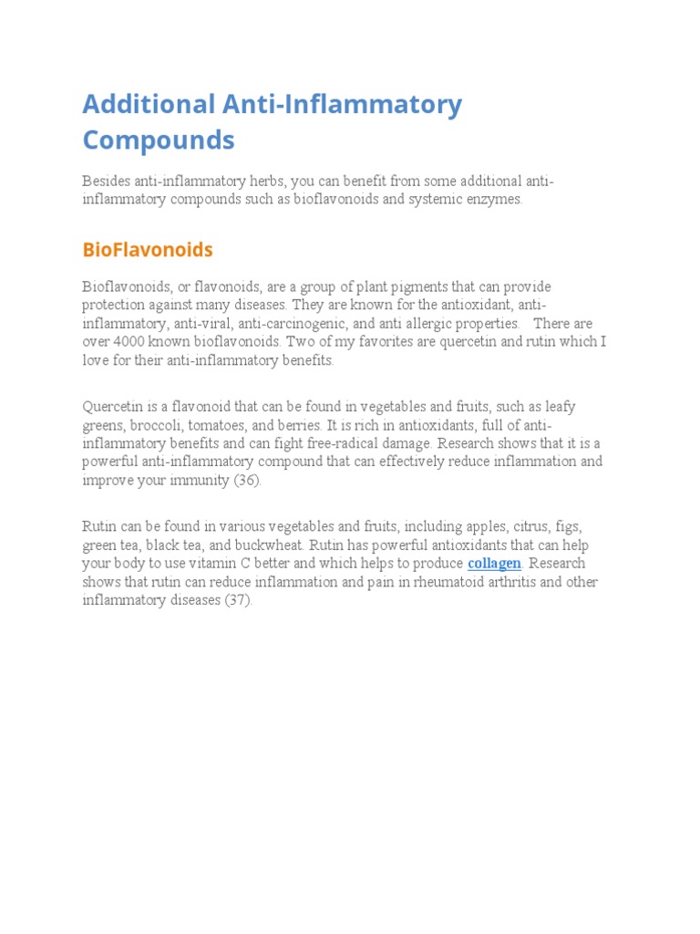 Additional AntiInflammatory Compounds Bioflavonoids PDF Flavonoid