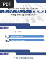 Unit 5.5 PPT - Paraphrasing Techniques