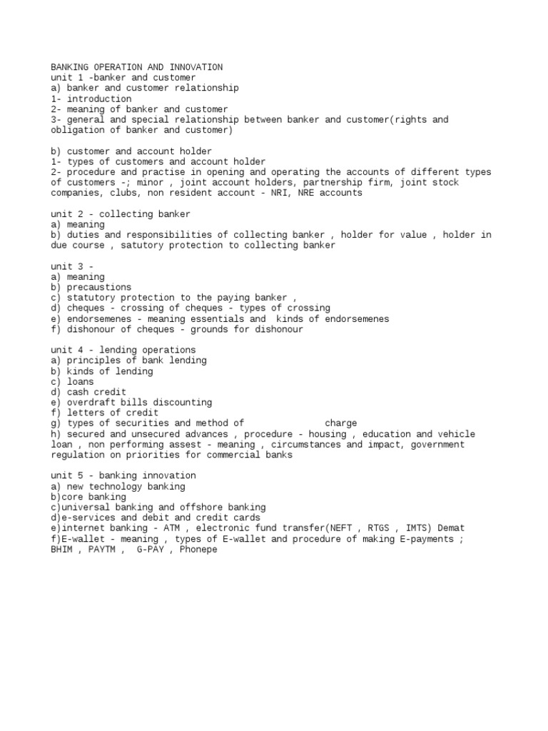 Banking Operation and Innovation Portions | PDF