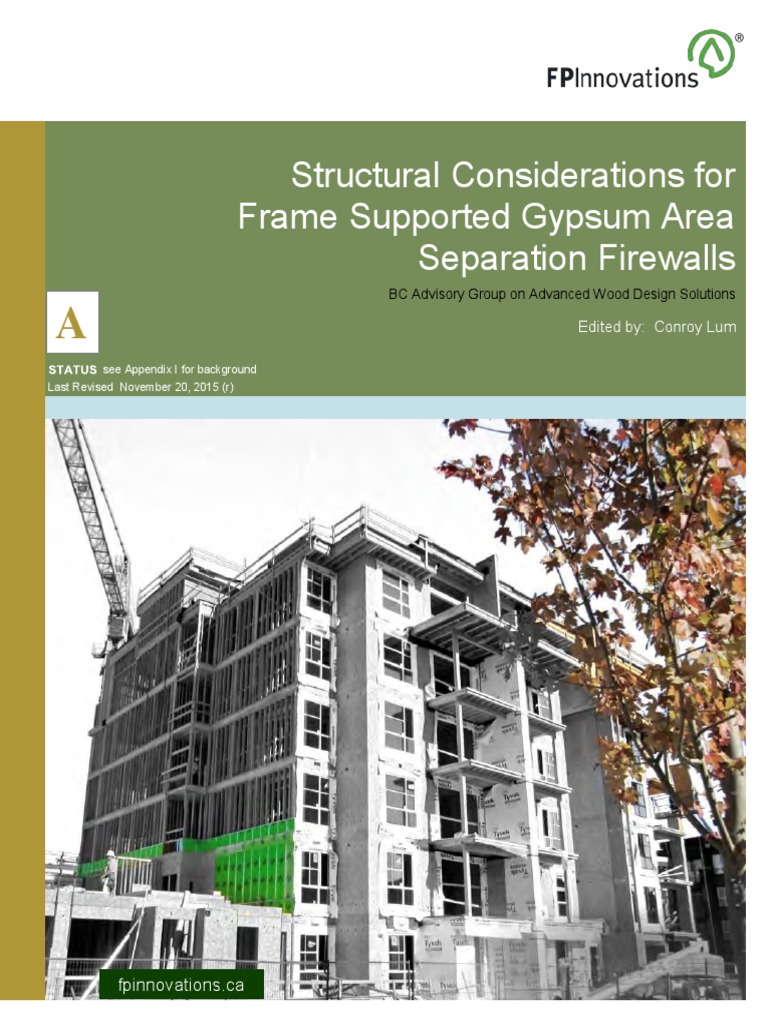 Gypsum Firewall Structural Consideration | PDF | Framing (Construction ...