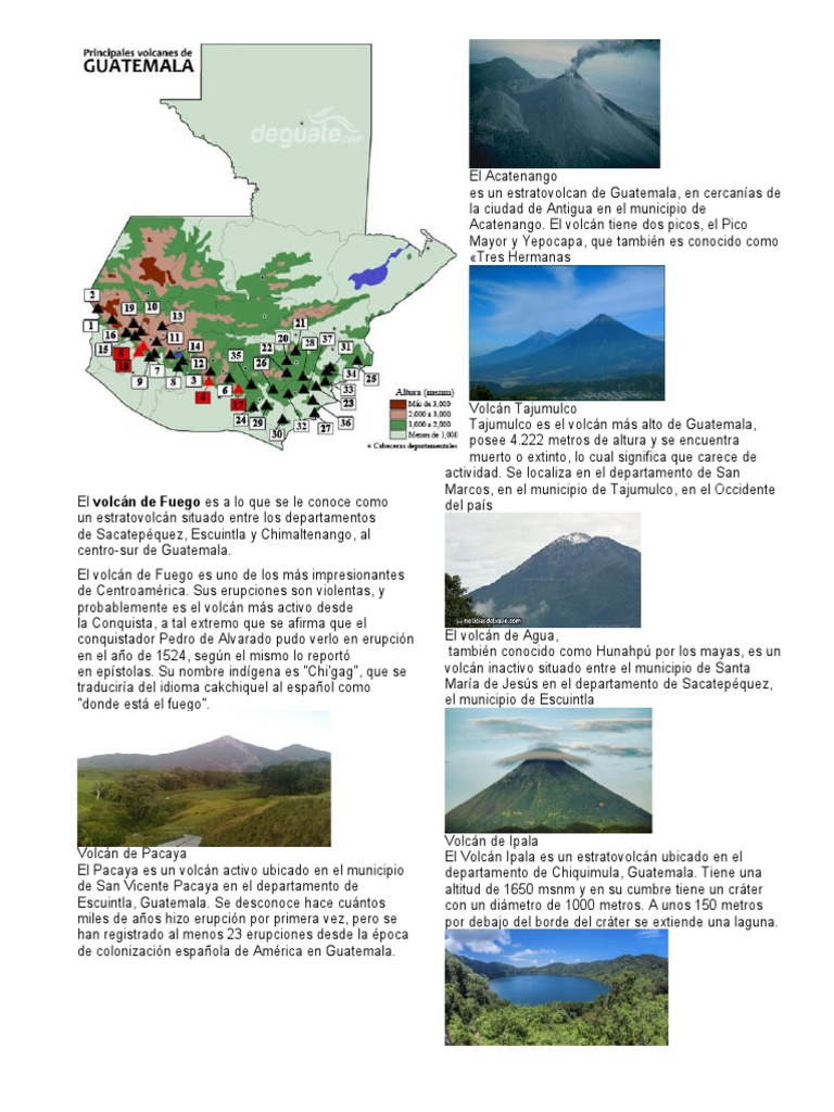 Volcanes de Guatemala | PDF | Volcán | Erupción volcánica