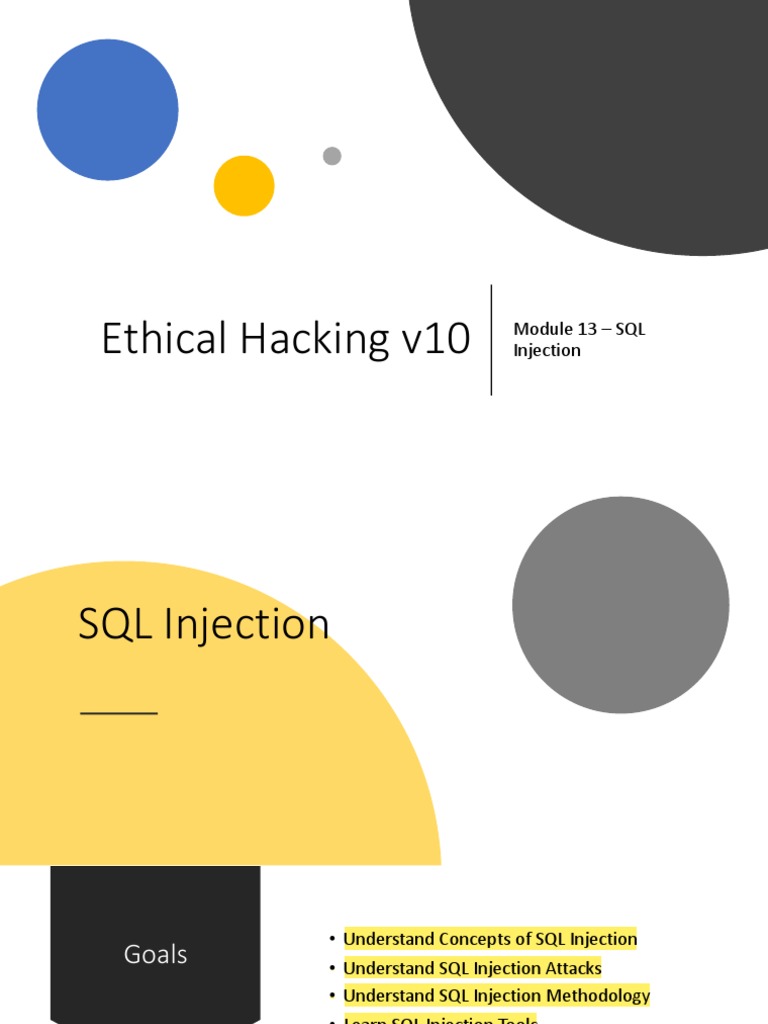 Ethical Hacking v10: Module 13 - SQL Injection | PDF | Sql | Databases