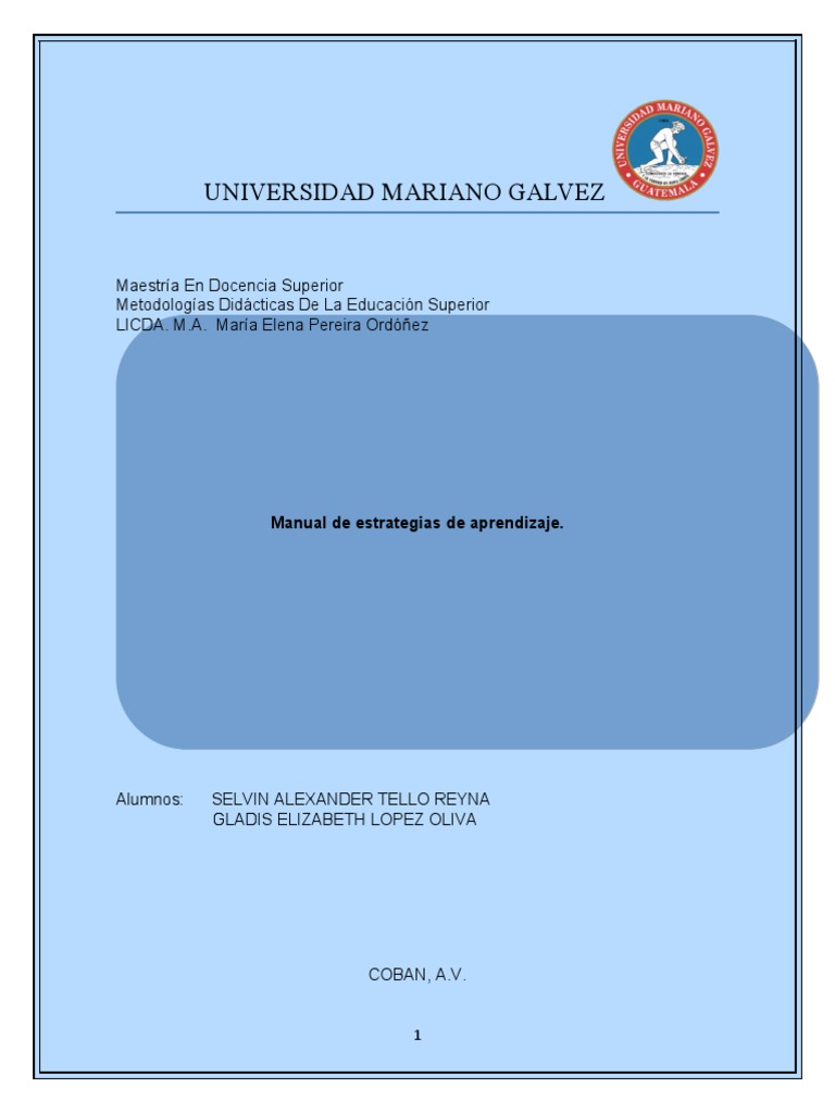 Manual de Estrategias de Aprendizaje Final | PDF | Habilidades de ...