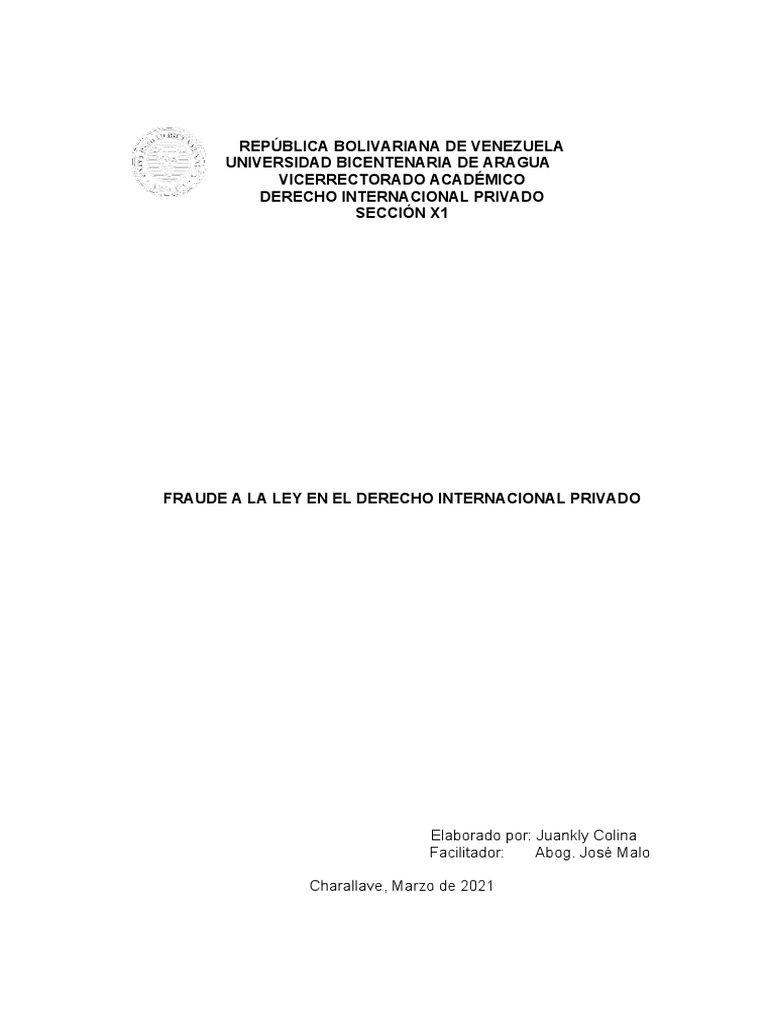 Fraude a la Ley en Derecho Internacional | PDF | Divorcio | Venezuela