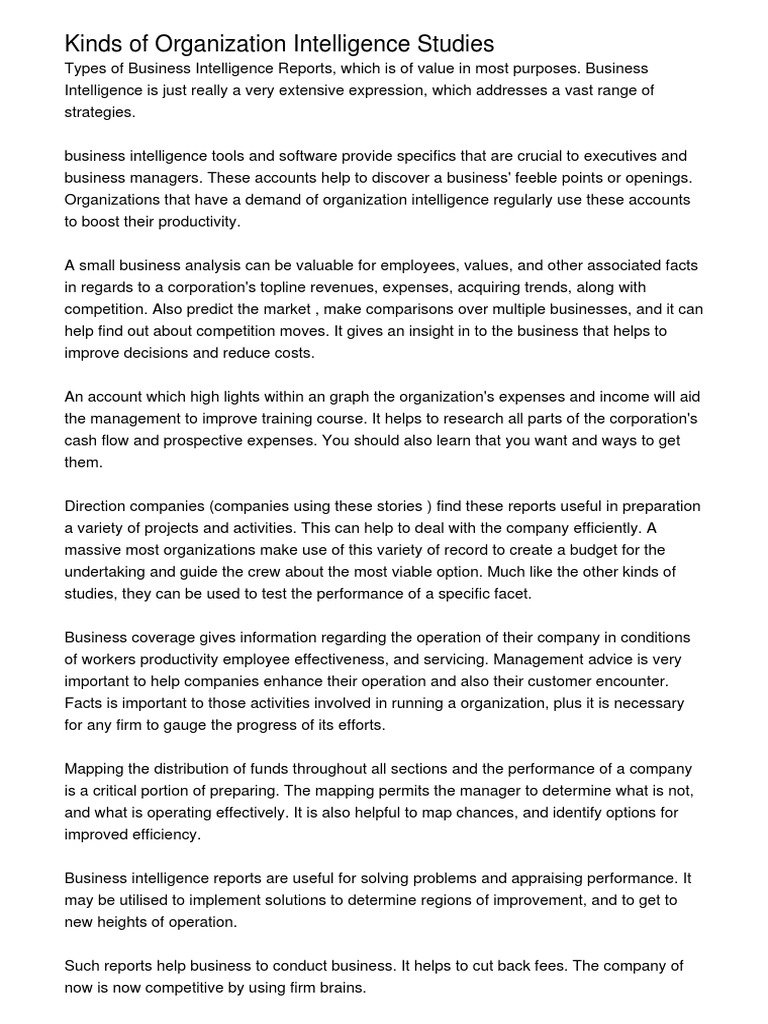 Kinds of Organization Intelligence Studies RKFXM | PDF | Business