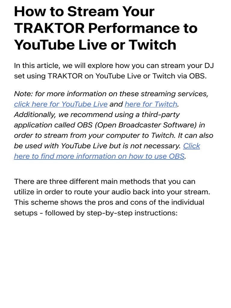 How To Stream Your Traktor Performance To Youtube Live Or Twitch