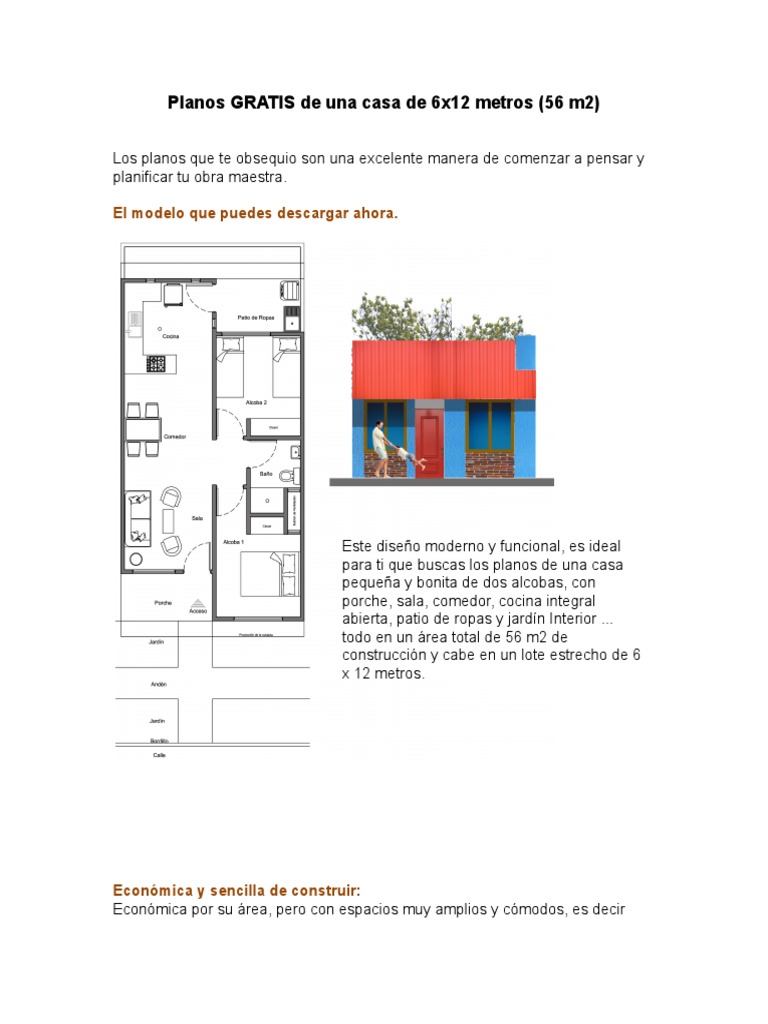 Planos GRATIS Casa de 6x12 1 | PDF | Diseño | Sectores Economicos