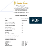Certificate of Analysis Sheet: Organic Sunflower Oil