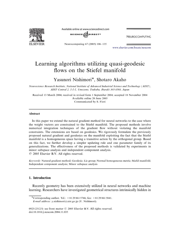 Learning Algorithms Utilizing Quasi-Geodesic Flows On The Stiefel ...