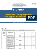 Budget of Work in Filipino 4th QTR. GRADE 1 GRADE 10
