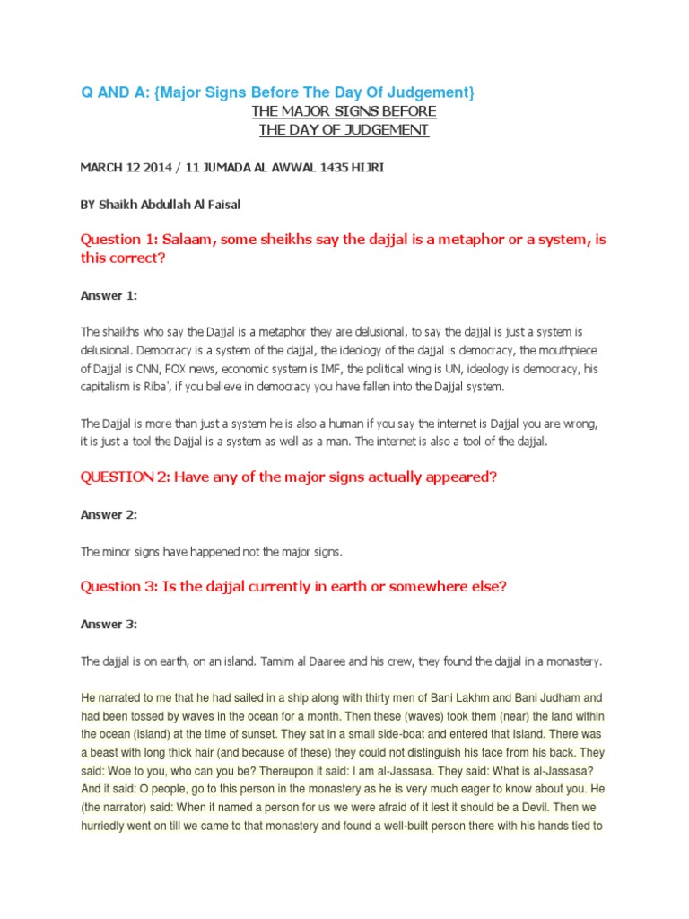 Major Signs Before Judgement Day | PDF | Medina | Muhammad