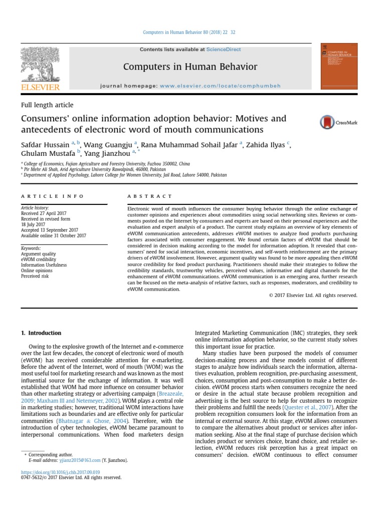 Computers in Human Behavior | PDF | Consumer Behaviour | Behavior