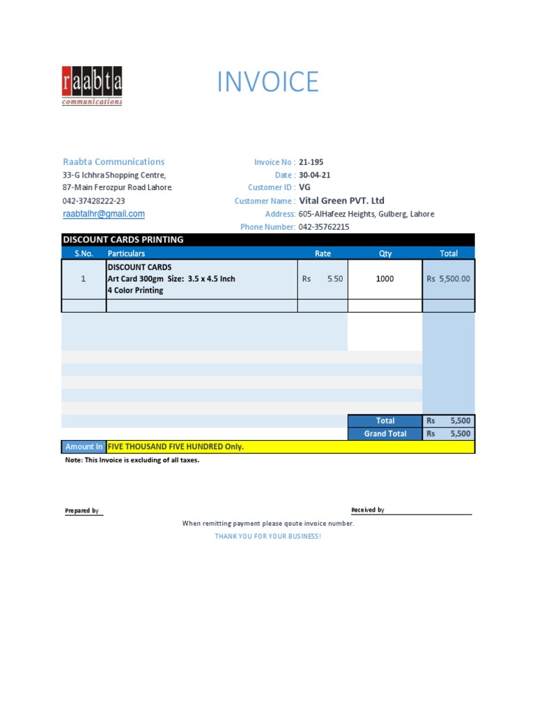 VG Invoice 21195 | PDF