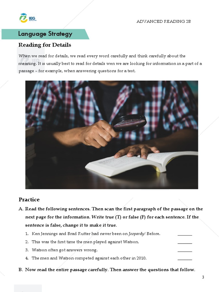 Week 3 - Advanced Reading Level 2B (E4-5) (277024) - Part2 | PDF ...