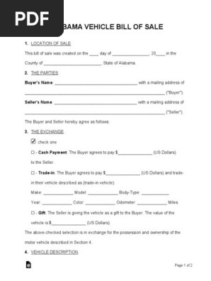 Alabama Motor Vehicle Bill of Sale Template (1)