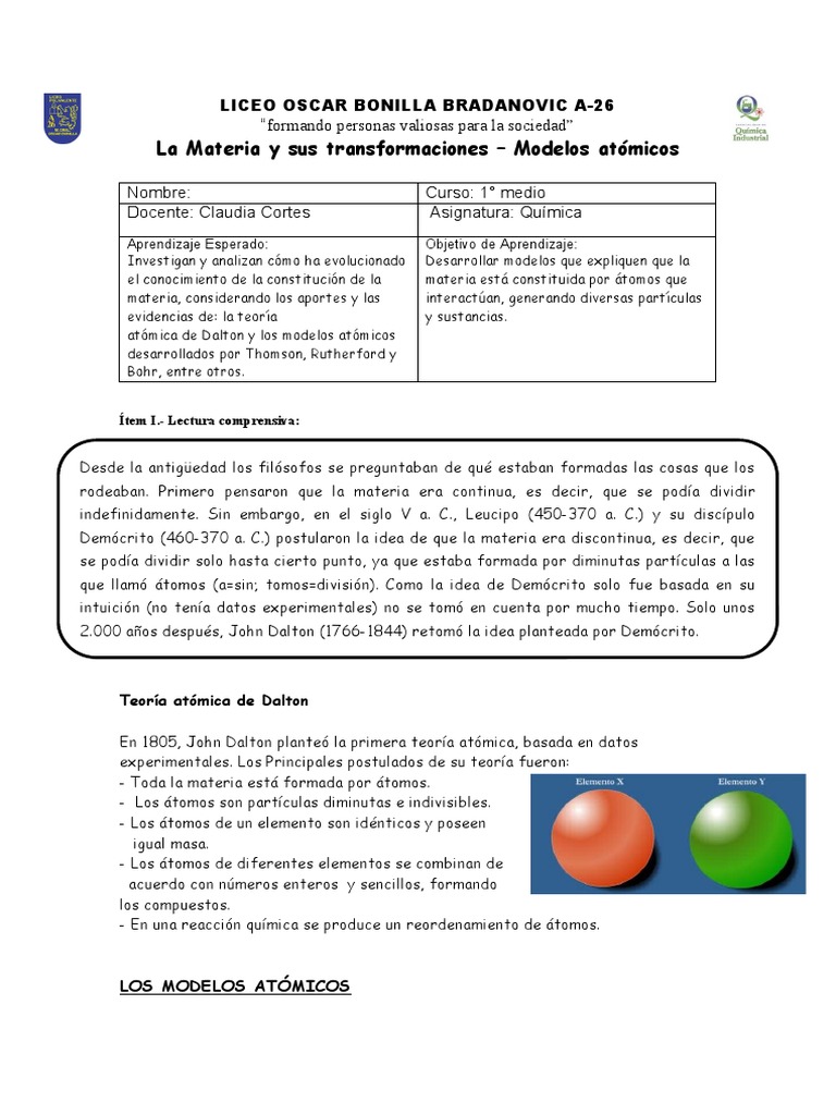 Guia de Estudio 2 Modelos Atomicos | PDF | Átomos | Núcleo atómico