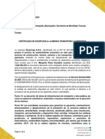 Certificado de Excepción A La Medida Transitoria Cuarentena - Margarita González - Abril 8 - 2021