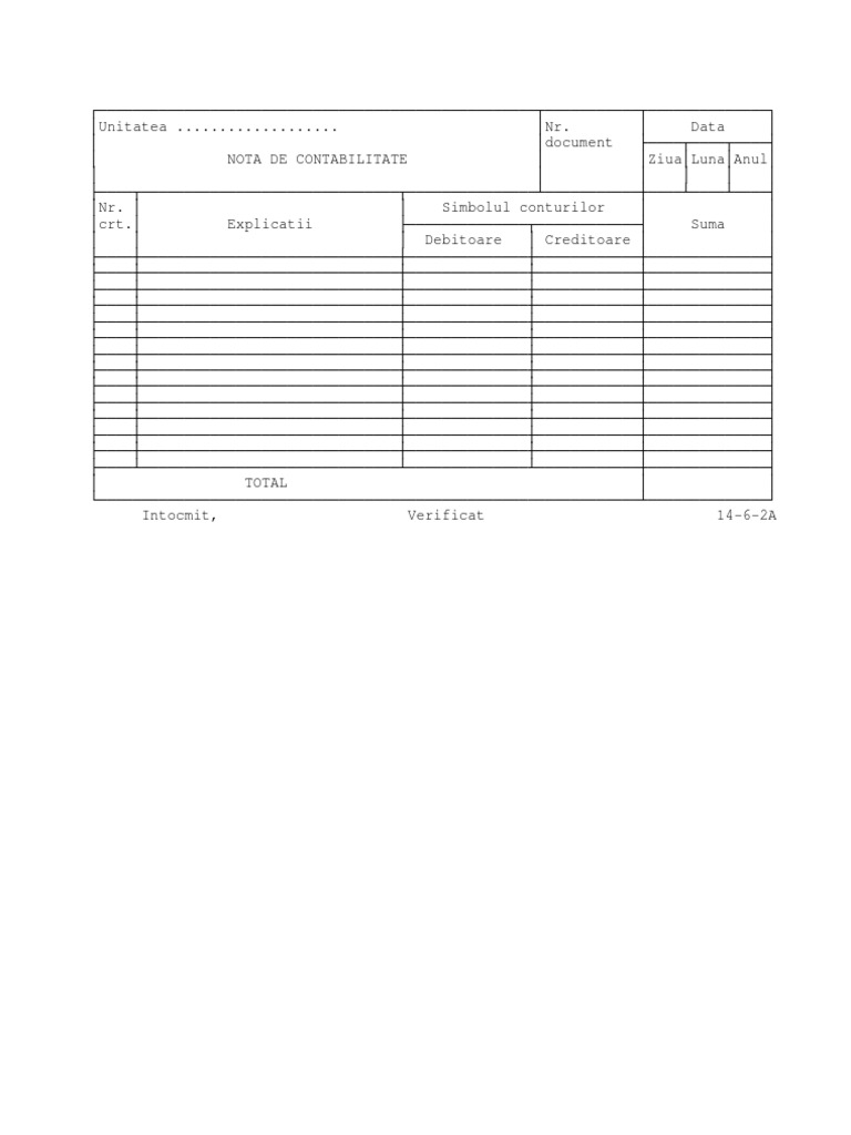 Nota de Contabilitate | PDF
